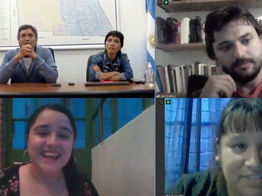 Del encuentro virtual participaron Máximo Kirchner, Mayra Mendoza, Juan Grabois, Ofelia Fernández y Natalia Zaracho.