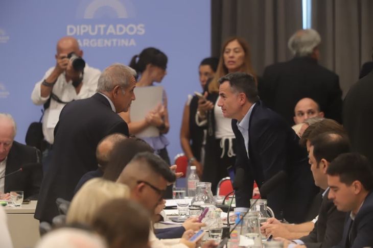 Sergio Palazzo, de Unión por la Patria, y Gabriel Bornoroni, de La Libertad Avanza, cara a cara durante el plenario en Diputados por la reforma laboral. Sergio Palazzo, de Unión por la Patria, y Gabriel Bornoroni, de La Libertad Avanza, cara a cara durante el plenario en Diputados por la reforma laboral.