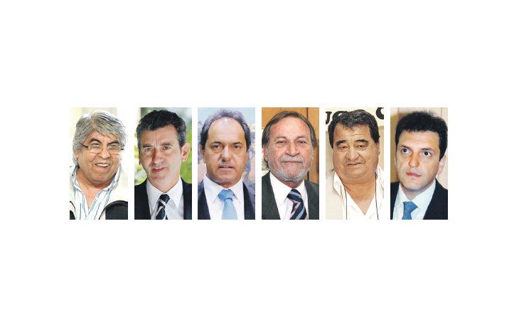 ámbito.com | Hugo Moyano, Florencio Randazzo, Daniel Scioli, Alberto Balestrini, Hugo Curto y Sergio Massa.