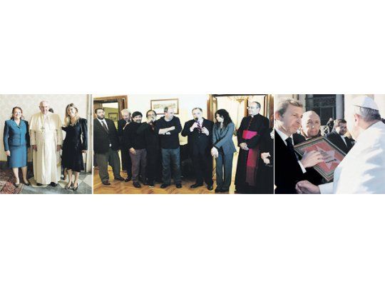 Escenas de la vida vaticana con decenas de argentinos cerca de San Pedro. La embajadora Alicia Castro estuvo, con su hija, con Francisco. El embajador Eduardo Valdés hizo su primer cóctel para los músicos que hoy cantarán la Misa Criolla que rezará el Papa en San Pedro: Guillermo Oliveri, Tucuta Gordillo, Facundo Ramírez, Valdés, Patricia Sosa y el secretario papal, Guillermo Karcher, y hasta el presidente del Ciudad, Rogelio Frigerio.