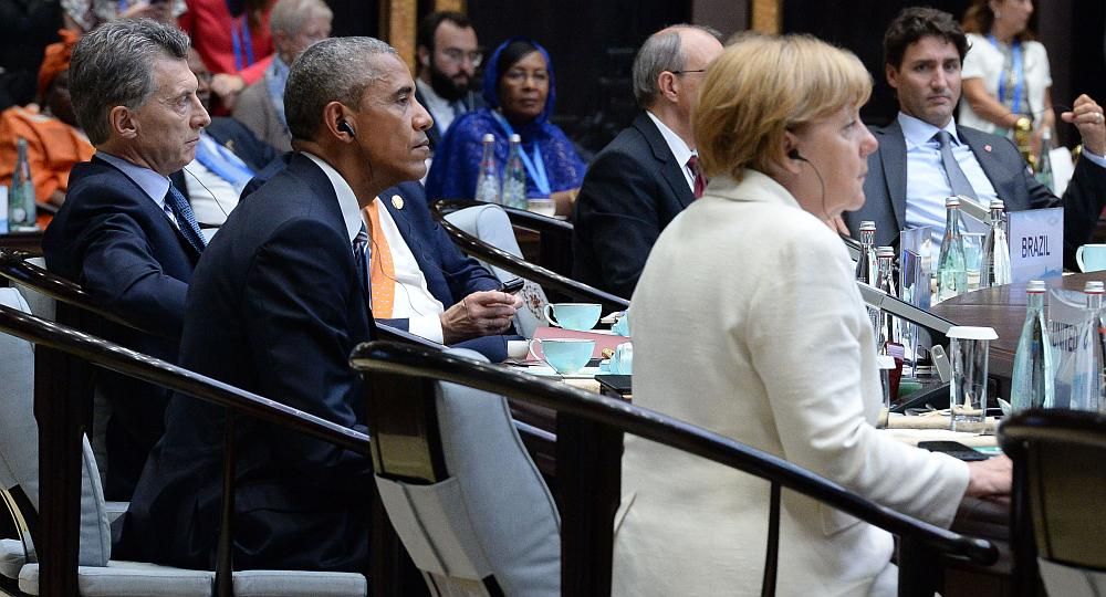 Macri, Obama y Merkel.