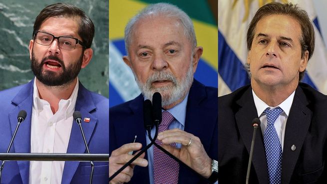 Gabriel Boric (Chile), Ignacio Lula Da Silva (Brasil) y Luis Lacalle Pou.