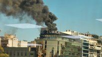 Una densa columna de humo se elevó desde la terraza de la torre Zurich, visible desde varios puntos de la Ciudad.
