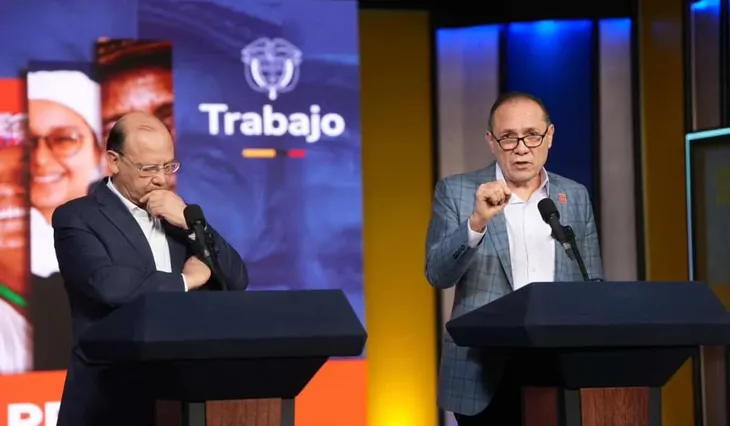 Germán Ávila y Antonio Sanguino, ministros de Hacienda y Trabajo, respectivamente. Germán Ávila y Antonio Sanguino, ministros de Hacienda y Trabajo, respectivamente.