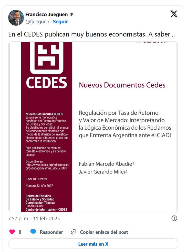 Parte de las ironías con Javier Milei, el CEDES -a la que buscan cerrar-, está entre las pocas instituciones que publicaron en el pasado alguno de sus trabajos. Parte de las ironías con Javier Milei, el CEDES -a la que buscan cerrar-, está entre las pocas instituciones que publicaron en el pasado alguno de sus trabajos.