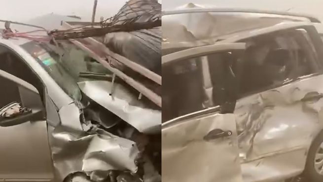 Producto de una tormenta de tierra, un grave accidente en la ruta 34, a la altura del pueblo Centeno, Santa Fe, dejó numerosos heridos.
