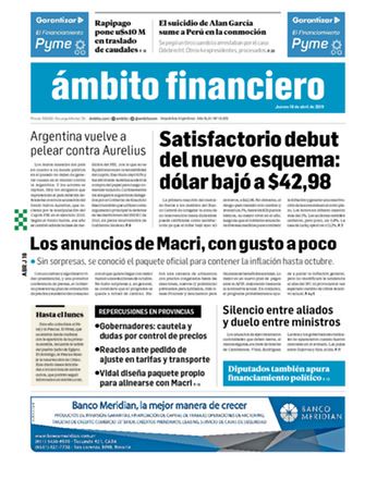 Tapa Edicion Impresa del 2019-04-18