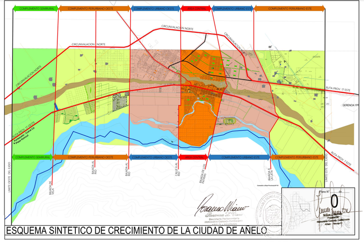 El nuevo ordanemiento terrotorial de Añelo será actualizado antes de fin de año. En color naraja se destaca la planificación del Área Central. El nuevo ordanemiento terrotorial de Añelo será actualizado antes de fin de año. En color naraja se destaca la planificación del Área Central.