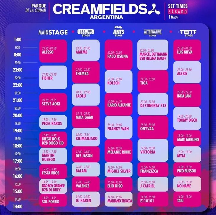 Schedules for the first day.