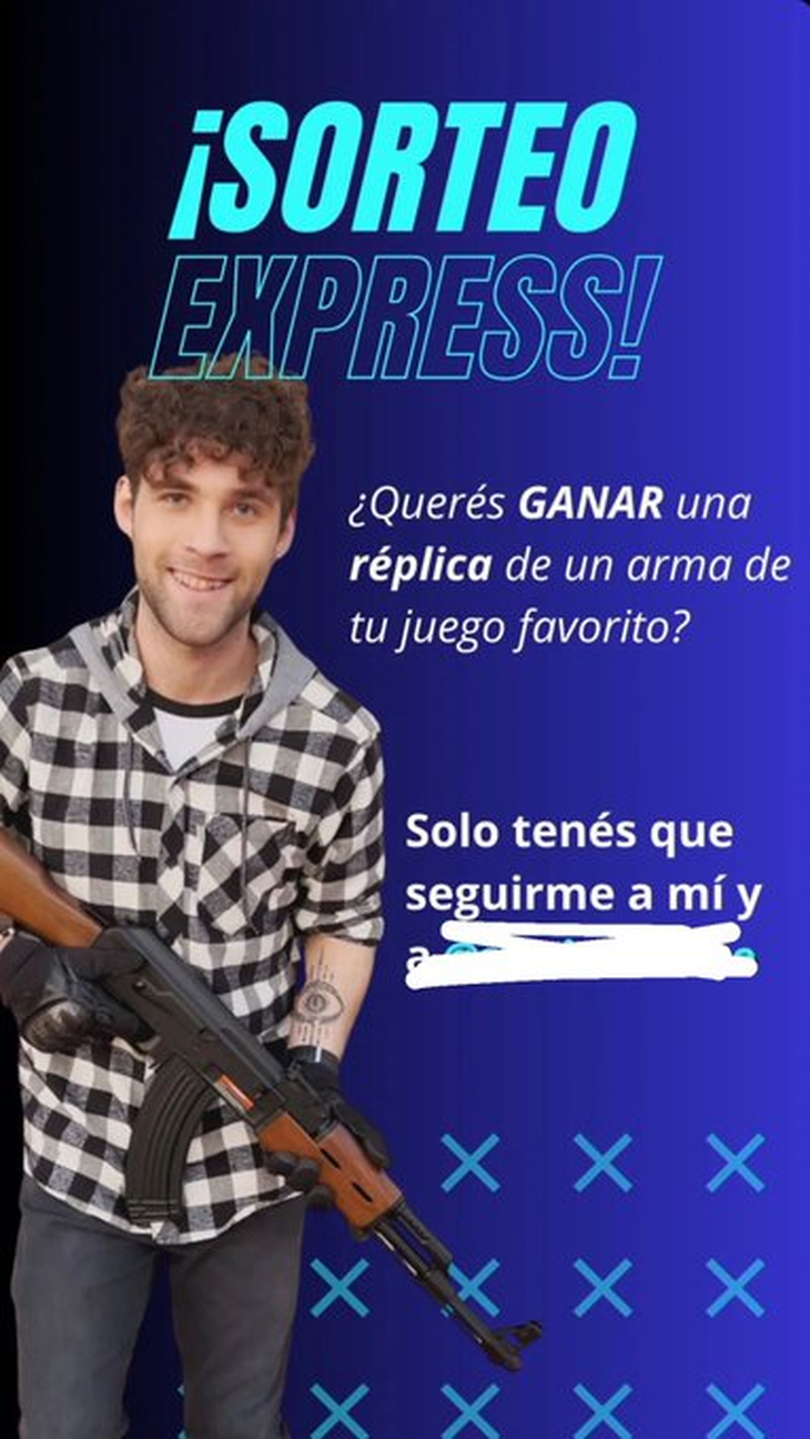 Frodo from Big Brother now raffles weapons on social networks