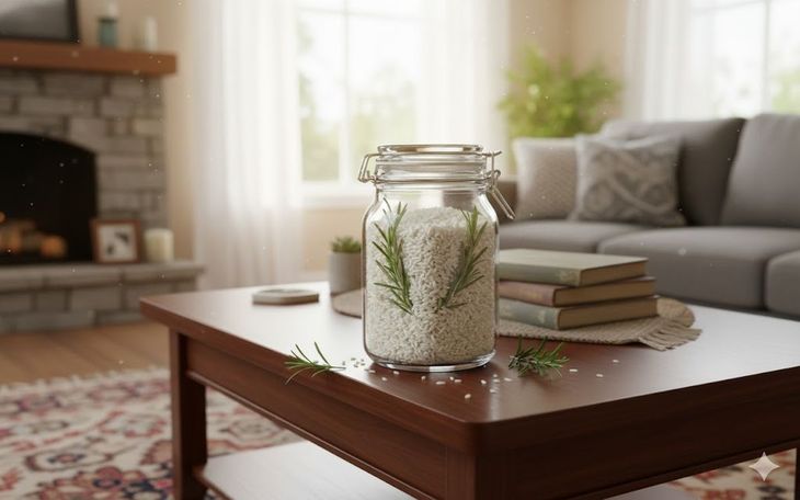 Colocar romero y arroz dentro de un frasco, es una combinación que sorprende por su capacidad para perfumar naturalmente, reducir la humedad y aportar una sensación de equilibrio en cualquier espacio.