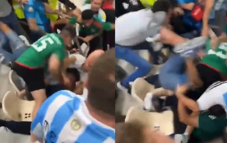 Hinchas argentinos y mexicanos se agredieron en una de las tribunas.
