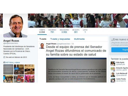 El equipo de prensa del senador macrista Ángel Rozas dio precisiones a través de la cuenta de Twitter del legislador chaqueño.