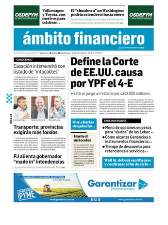 Tapa Edicion Impresa del 2018-12-24
