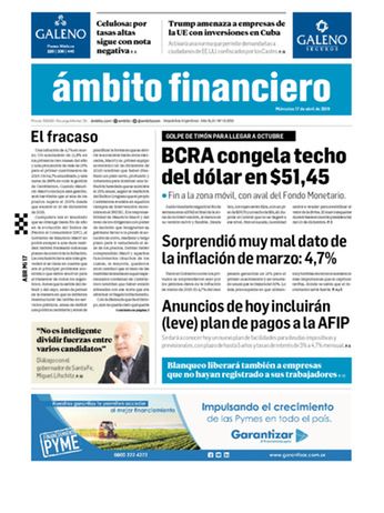 Tapa Edicion Impresa del 2019-04-17