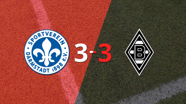 Apasionante empate 3-3 entre Darmstadt 98 y B. Mönchengladbach