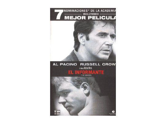 “El informante” es una película de 1999, de un caso real  en el que la Justicia falló a favor de la familia de un fumador que murió  a causa de una enfermedad respiratoria.