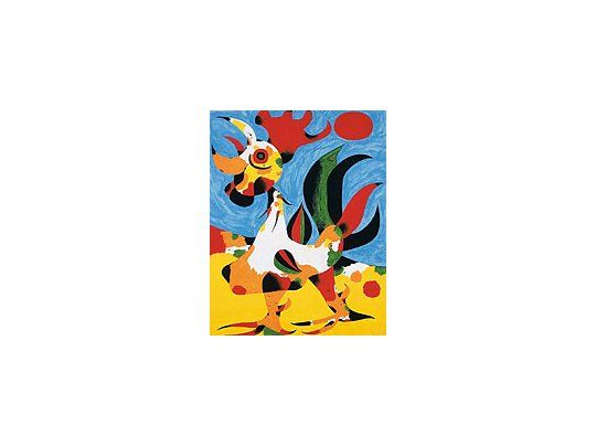 Le coq acuarela y lápiz sobre papel (63,5 x 48,9 cm.)
