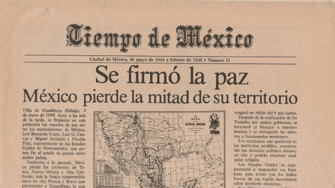 Por 15 millones de pesos, en 1848 se firman los tratados que sellan el conflicto entre México y Estados Unidos.