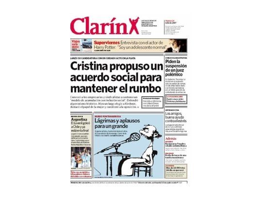 Tapa de viernes 20 de julio de 2007.