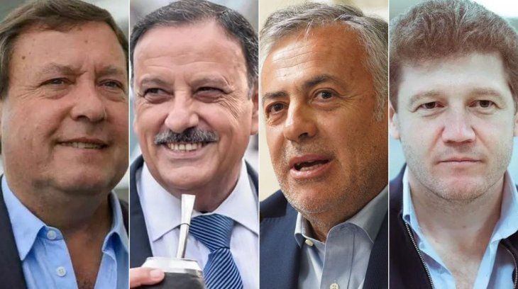 Los gobernadores Alberto Weretilneck (Río Negro), Ricardo Quintela (La Rioja), Alfredo Cornejo (Mendoza) y Gustavo Melella (Tierra del Fuego). Los gobernadores Alberto Weretilneck (Río Negro), Ricardo Quintela (La Rioja), Alfredo Cornejo (Mendoza) y Gustavo Melella (Tierra del Fuego).