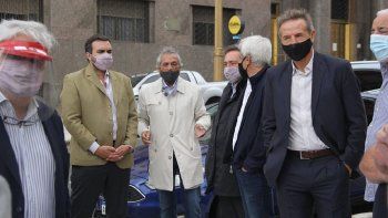 Los sindicalistas de la CGT Jorge Sola, José Luis Lingeri, Roberto Fernández y Julio Piumato.