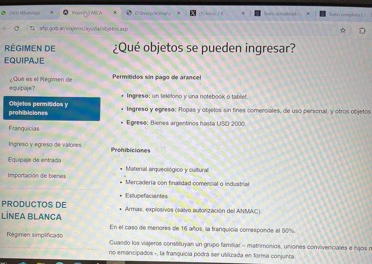 La página de la AFIP, tras la desregulación.
