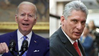 El presidente de EEUU, Joe Biden, y su par de Cuba, Miguel Díaz Canel.&nbsp;