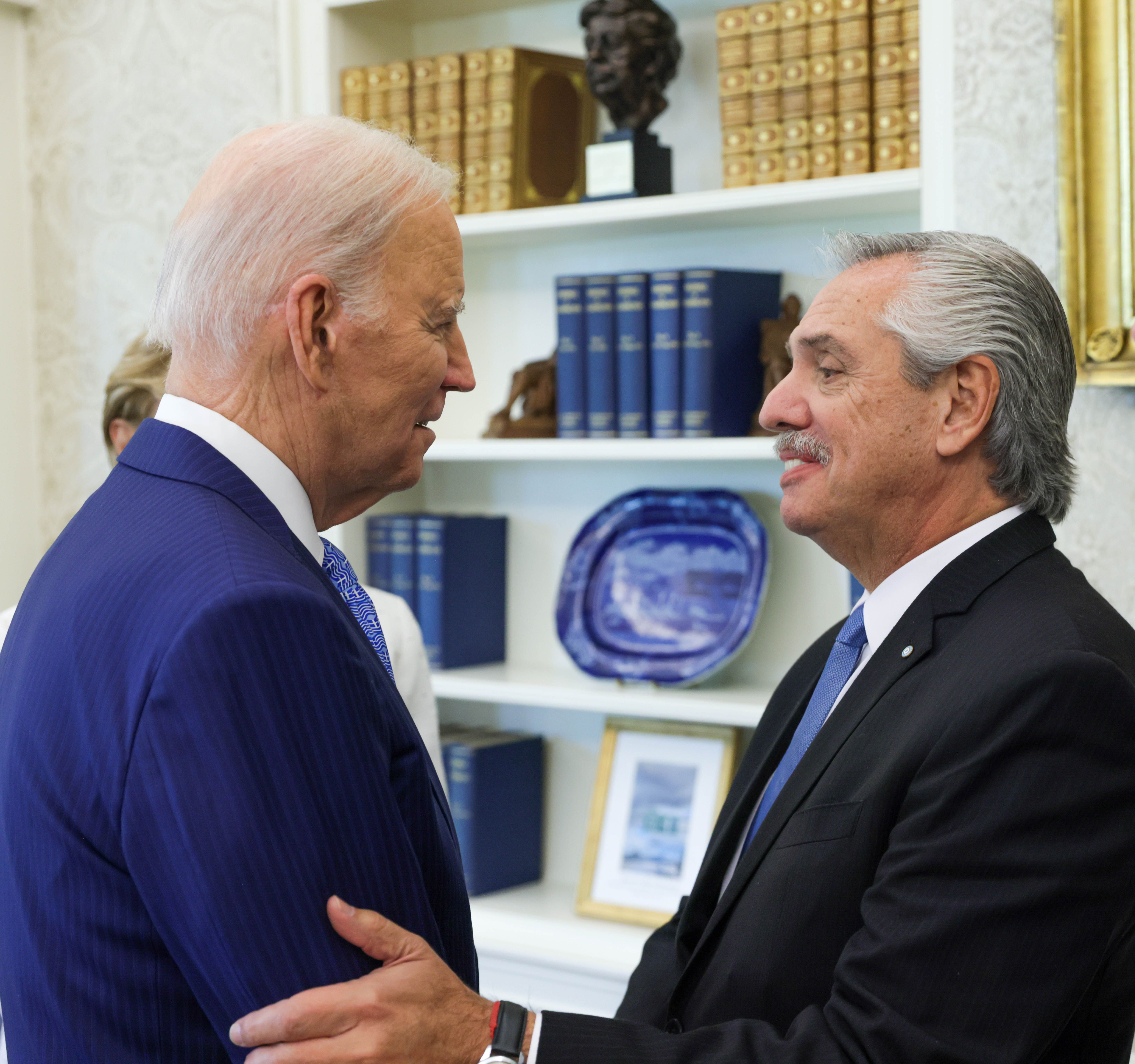 Alberto Fernández y Joe Biden cara a cara en la Casa Blanca.