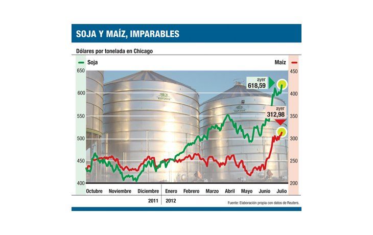 Alivio fiscal: soja y maíz, con precios récord