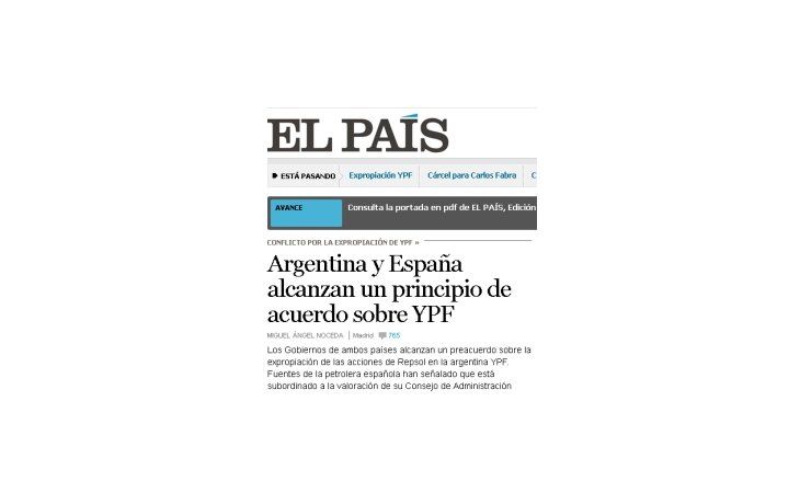 Portada online del diario español El País