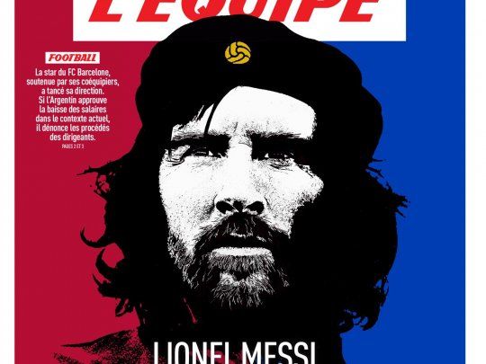 Lionel Messi encarnando a Ernesto Guevara en la portada de L´Equipe.
