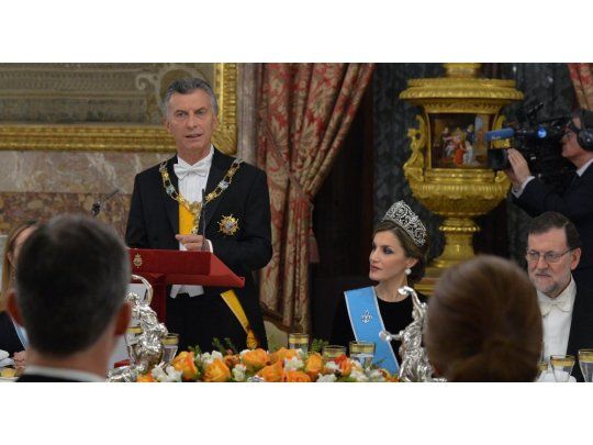 El presidente Mauricio Macri durante la cena de gala en el Palacio Real.