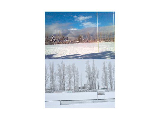 La postal del fin de semana. Las canchas de Mendoza, llenas de nieve.