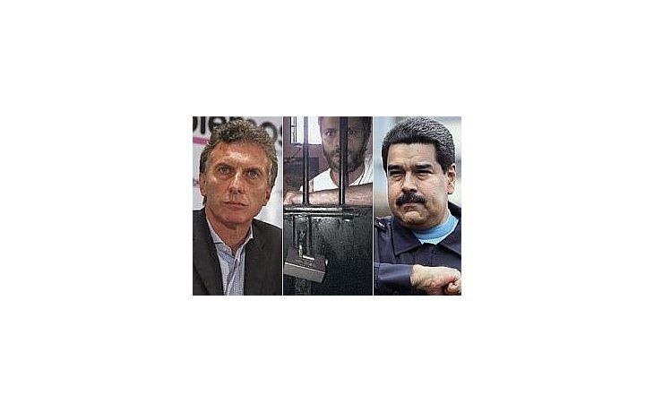 Mauricio Macri, Lepoldo López y Nicolás Maduro