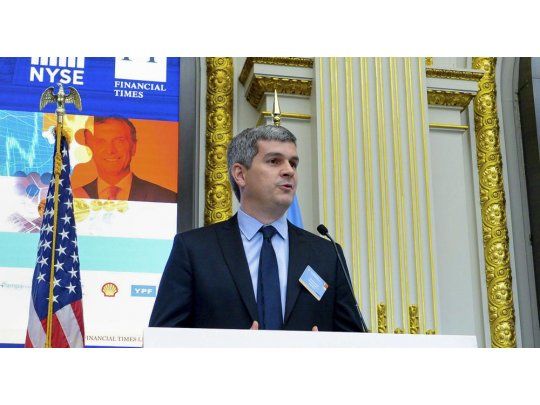 Marcos Peña en la bolsa de Nueva York.