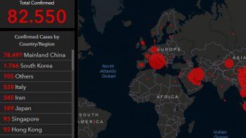 Mapa en tiempo real que revela la propagación del coronavirus minuto a minuto.