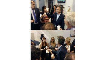Mauricio Macri en el brindis por la Sala de Prensa.