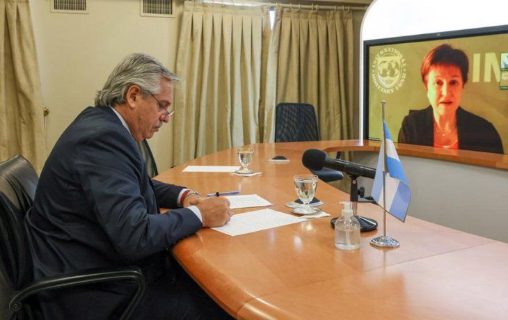 Alberto Fernández y Kristalina Georgieva. Alberto Fernández y Kristalina Georgieva.