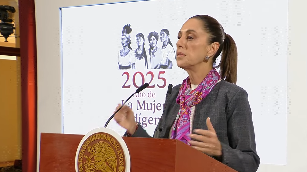 Claudia Sheinbaum habla en una nueva Mañanera del Pueblo.