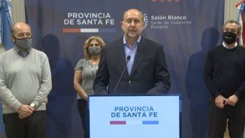 El Gobernador de Santa Fe, Omar Perotti, durante el anuncio del informe epidemiológico de este miércoles.