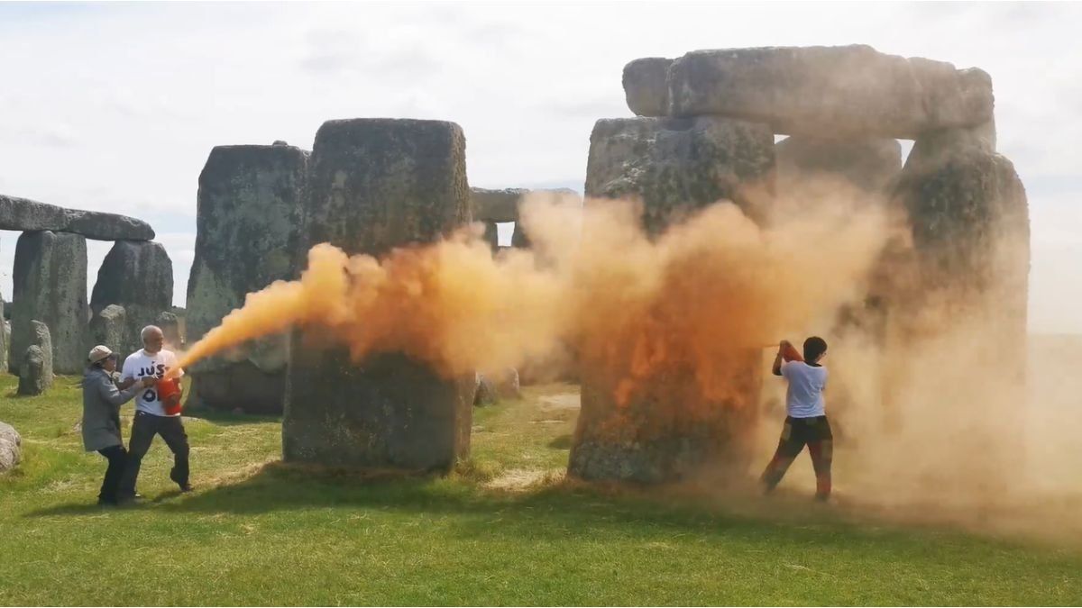 Activists vandalized historic Stonehenge monument with orange paint