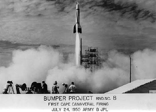 En 1949 ya se hacían experimentos basados en los cohetes V-2, del alemán Wernher von Braun.