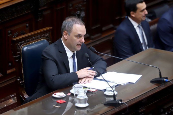 Manuel Adorni, durante su informe en la Cámara de Diputados. Manuel Adorni, durante su informe en la Cámara de Diputados.