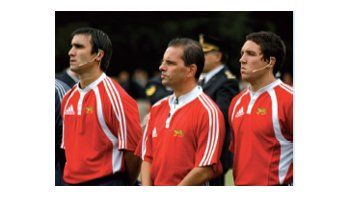 ámbito.com | Internacionales. Pastrana (primero desde la izquierda) y Anselmi (en el extremo derecho), contaron sus experiencias en el rugby.