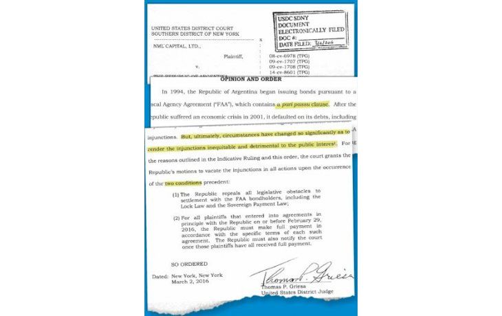 Griesa falló a favor. Ahora toda la responsabilidad en el Congreso