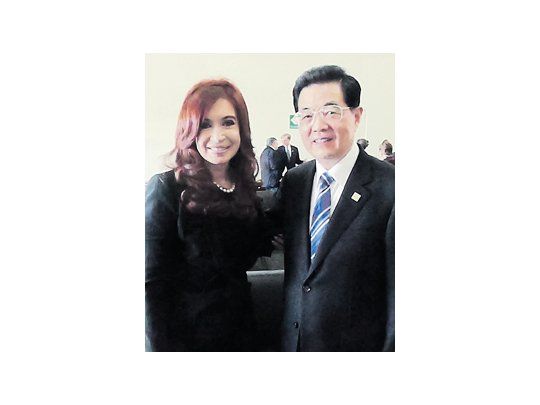 Entre las reuniones bilaterales que mantuvo Cristina de Kirchner ayer, una fue con el presidente chino, Hu Jintao.