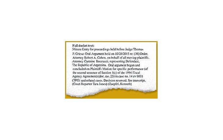 ámbito.com | Thomas Griesa organizó ayer una audiencia conciliadora. Antes, abogados de la Argentina pidieron tiempo por las elecciones locales.