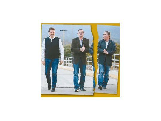 La foto que no pudo ser. Sergio Massa se mostró en Famatina junto al intendente Bordagaray (peronista, ex K y el diputado Julio Martínez .
