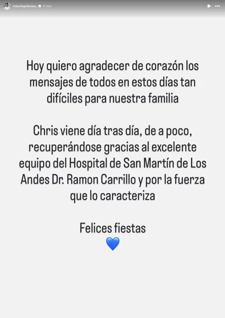 El mensaje de la familia de Christian Petersen. El mensaje de la familia de Christian Petersen.